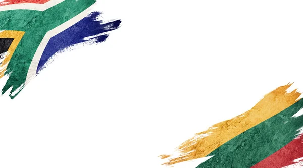 흰색 바탕에 남아프리카 공화국 과 리투아니아의 국기 — 스톡 사진